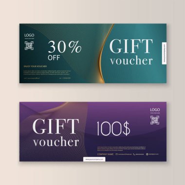 Altın hediye kutusu ve sertifikalı fatura şablonu. Tasarım kuponu, davetiye, para birimi. Vektör illüstrasyonu.