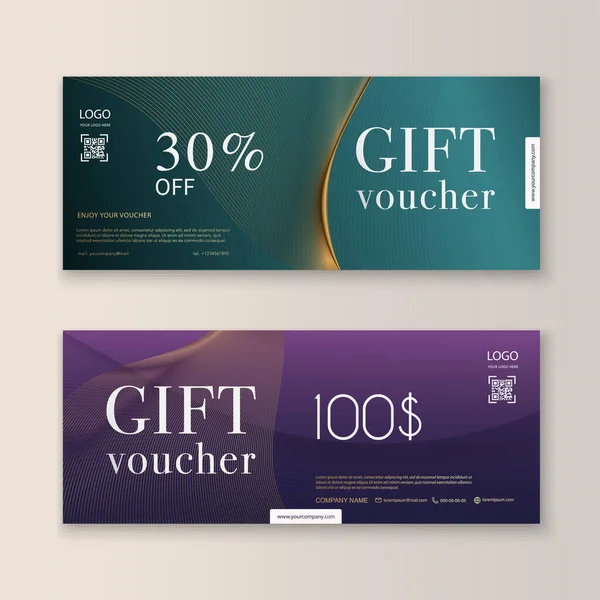 Modèle Bon Avec Boîte Cadeau Certificat Coupon Conception Fond Invitation — Image vectorielle