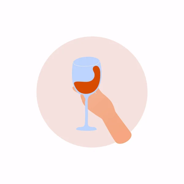 Female Hand Holding Glass Wine — Stock Vector