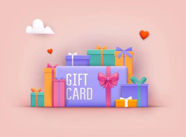 Gift Card Estratégia Promoção Vale Presente Cupom Desconto Conceito Certificado — Vetor de Stock