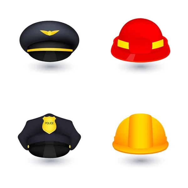 Set of hat from different professions — Stock Vector