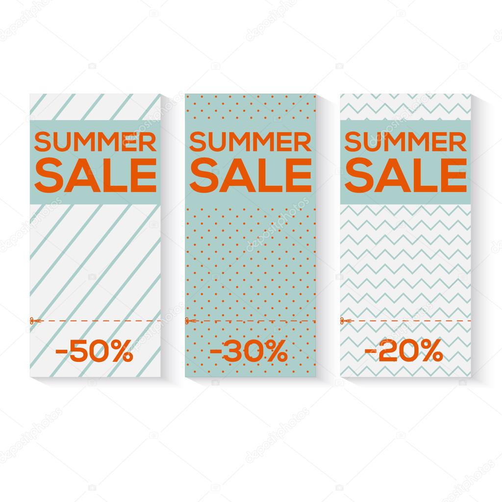 Collect Sale Signs with Tear-off Coupon, vector illustration