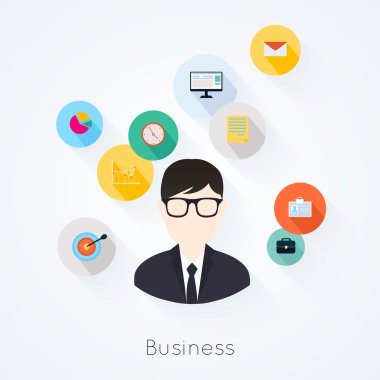 İş kavramı düz simgeler kümesi