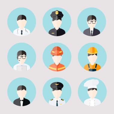 Avatar iş kullanıcılar düz Icons set