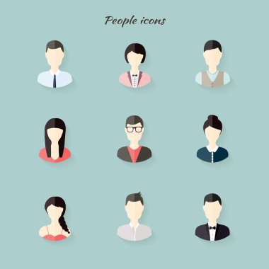 düz modern tarzda insanlar simgeler.