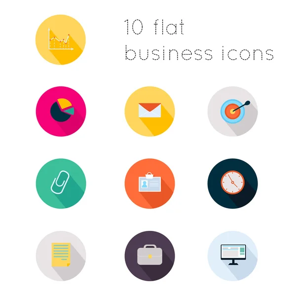 10 Business Flat Icons — Stockvektor