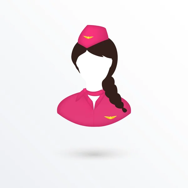 Stewardess ícone avatar estilo plano . — Vetor de Stock