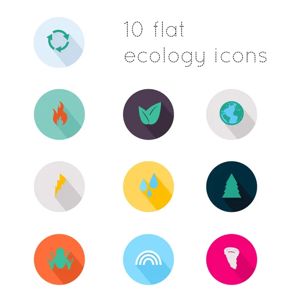 Iconos planos modernos del tema ecología . — Vector de stock