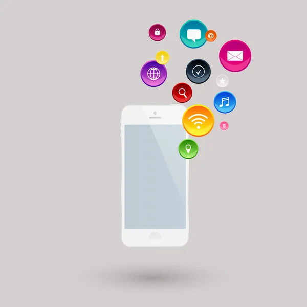 Comunicação móvel por aplicativos de telefone inteligente — Vetor de Stock