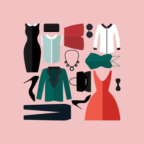 Ensemble d'icônes vestimentaires — Image vectorielle