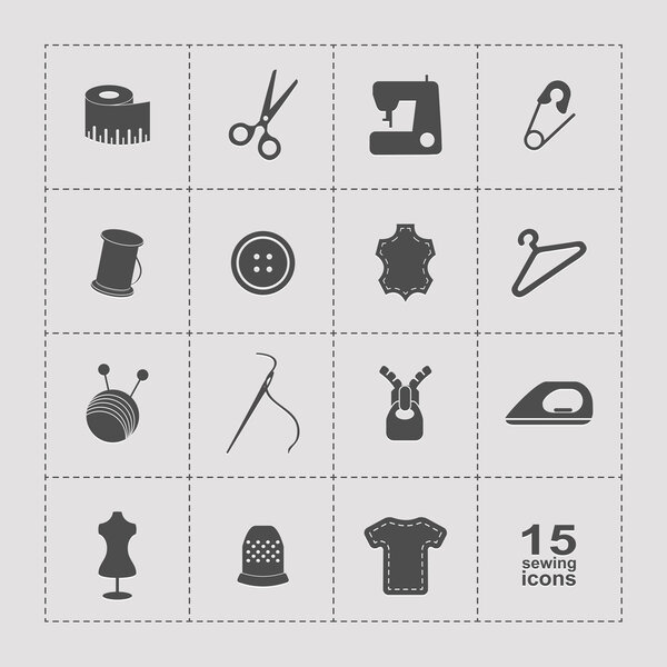 Sewing equipment  icons set