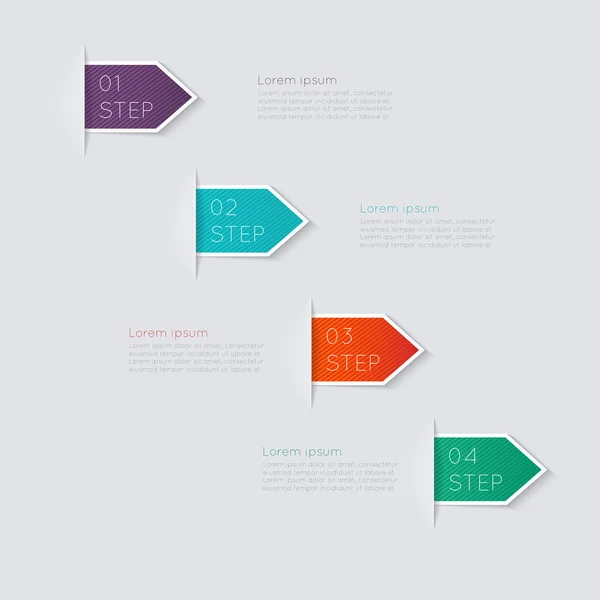 Zone de texte colorée avec des étapes — Image vectorielle