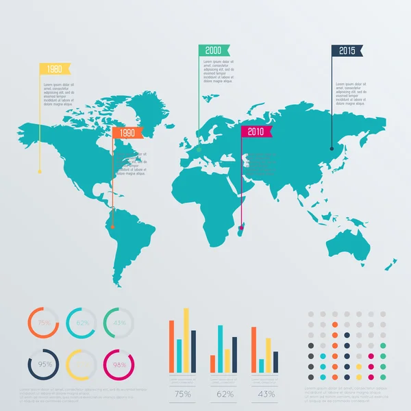 Παγκόσμιος χάρτης και γραφικά πληροφοριών — Διανυσματικό Αρχείο