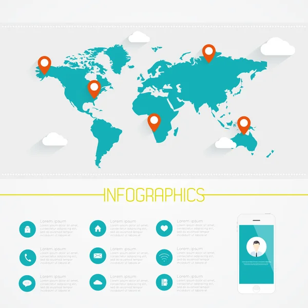 Världen karta infographics — Stock vektor