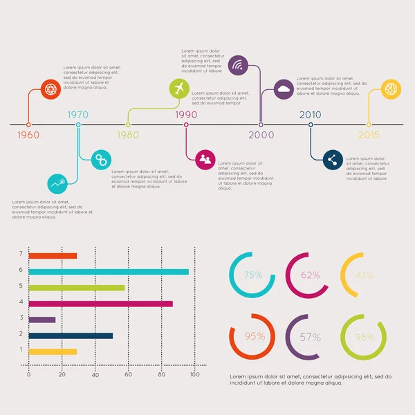 Darstellung von Diagrammen und Statistiken — Stockvektor