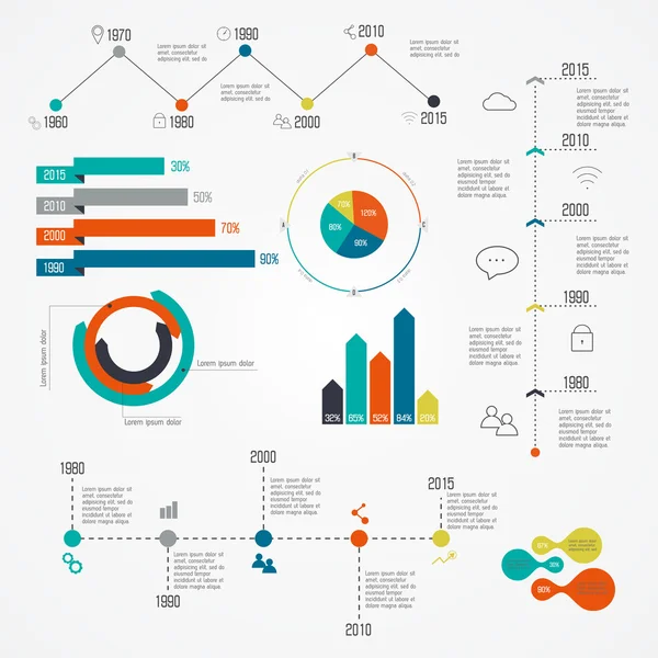 Σύνολο του σχεδιασμού Infographic λωρίδα χρόνου — Διανυσματικό Αρχείο
