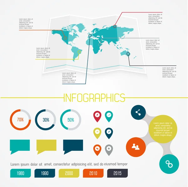Világtérkép és információs grafikák — Stock Vector