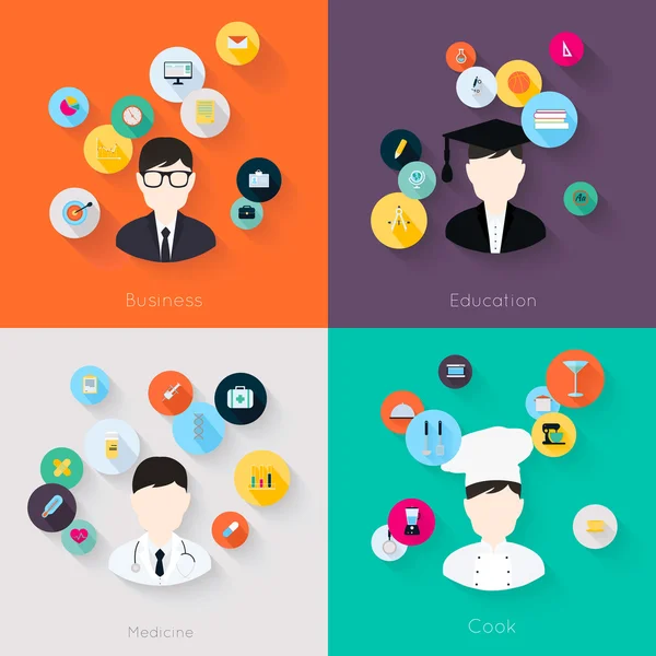 Gente profesiones iconos concepto — Vector de stock