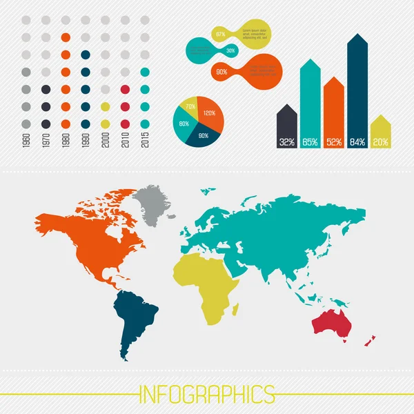 Mapa Mundial e Gráficos de Informação — Vetor de Stock