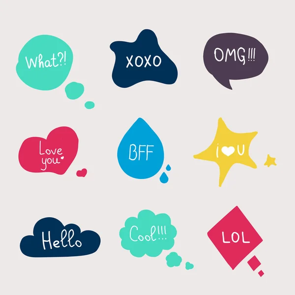 Speech bubbles with short messages — Stock Vector