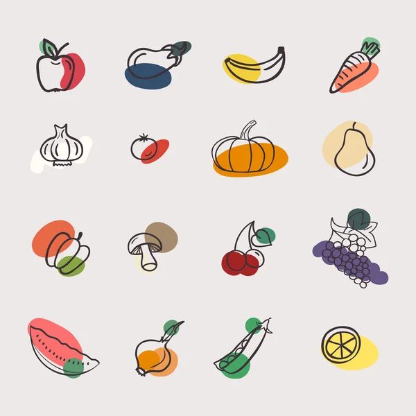 Set di icone vegetali — Vettoriale Stock
