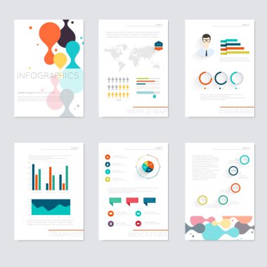 Düz stil infographics öğeleri kümesi