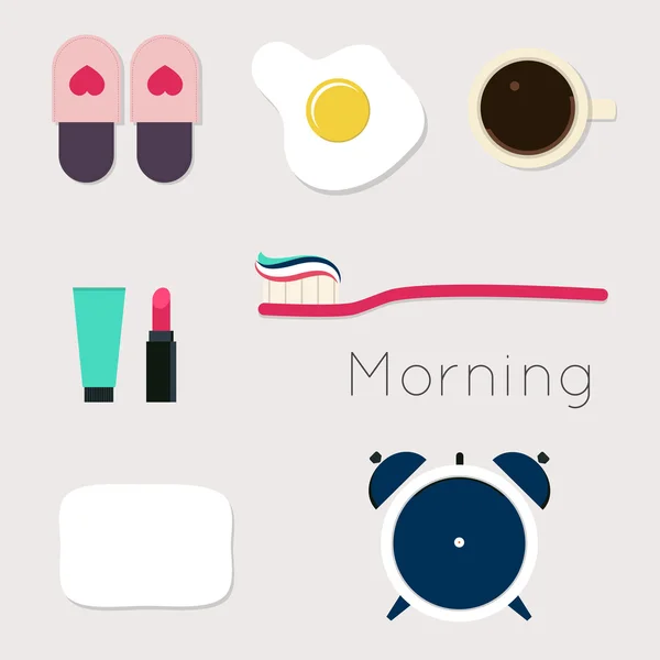 Morning icons set — Stock Vector