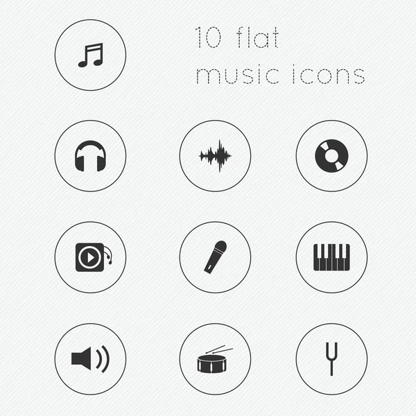 Icônes de musique plates — Image vectorielle