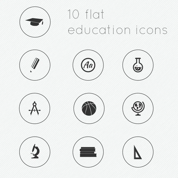 Collezione di icone piatte di tema educativo — Vettoriale Stock