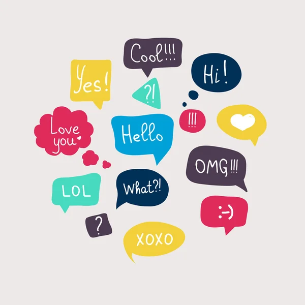 Speech bubbles with short messages — Stock Vector