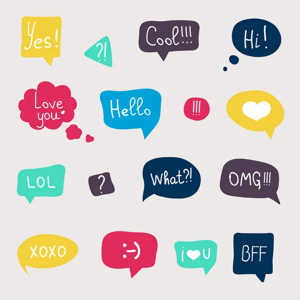 Speech bubbles with short messages — Stock Vector