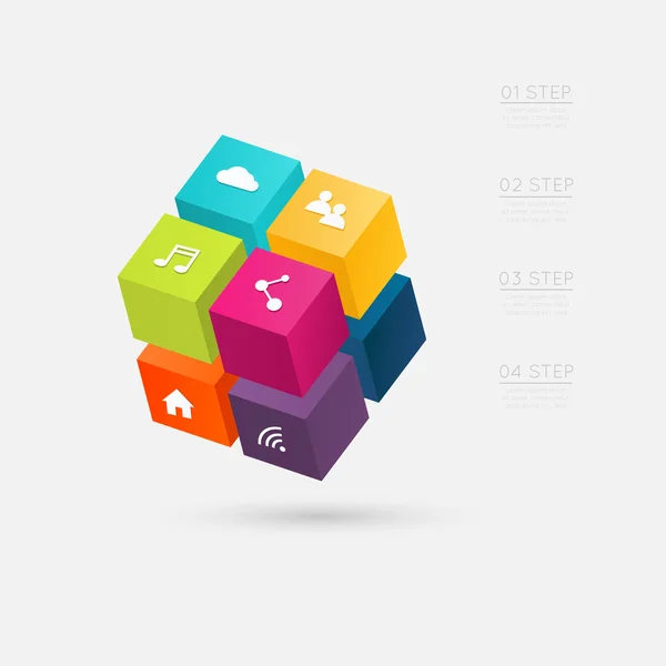 Infográficos cubo 3d — Vetor de Stock