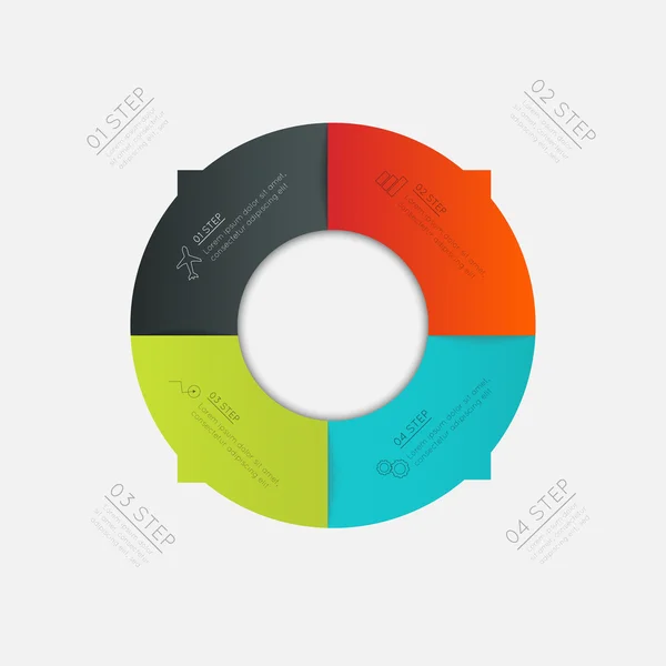 Modello di grafica Business info con icone — Vettoriale Stock