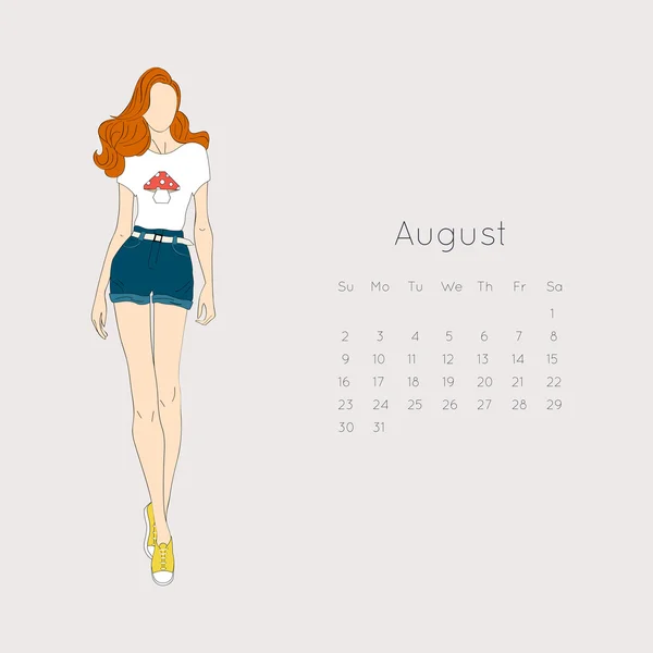 Calendrier avec fille de la mode 2015 — Image vectorielle