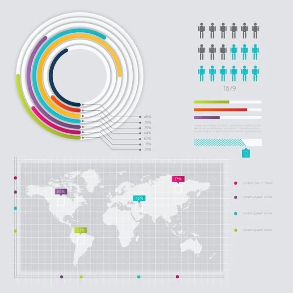 Ensemble d'éléments d'infographie — Image vectorielle