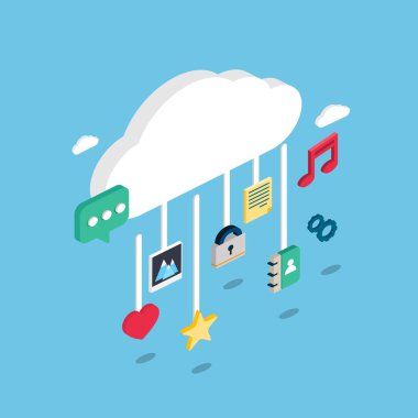 Sosyal medya 3d konsept düz