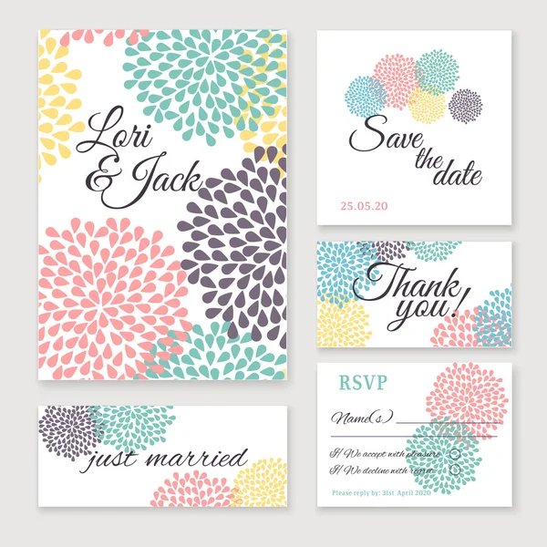 結婚式の招待カード セット — ストックベクタ