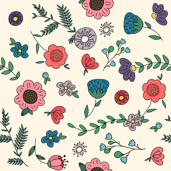 Floral pattern with flowers and leaves. Cute pattern with small flowers