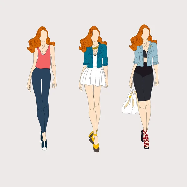 Modèles féminins de mode — Image vectorielle