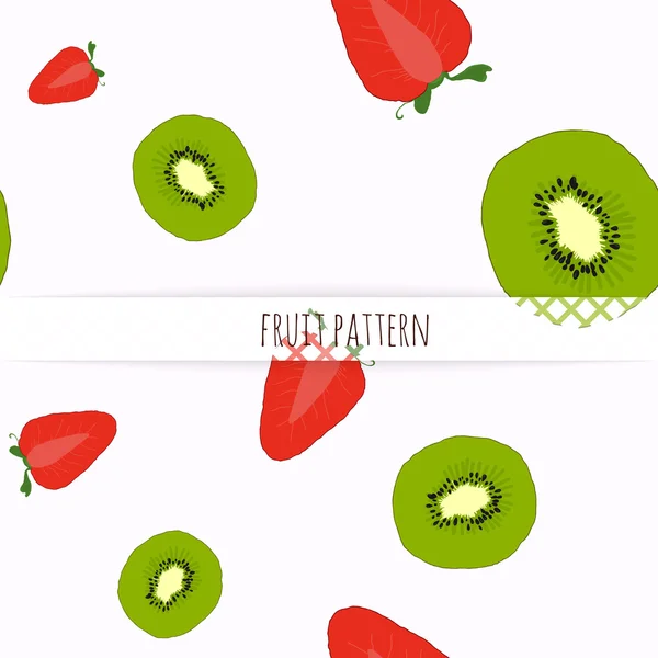 Kiwi en rodajas y patrón de fresa — Vector de stock