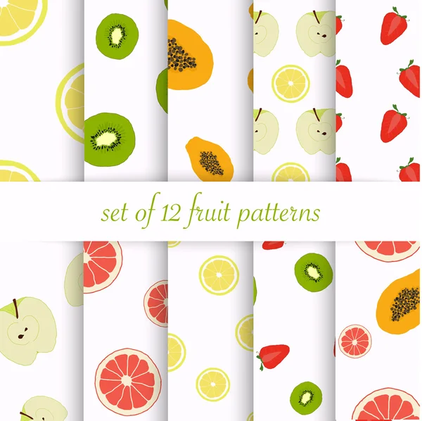 Seamless fruits patterns — Stock Vector