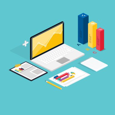 Web of analytics process with laptop
