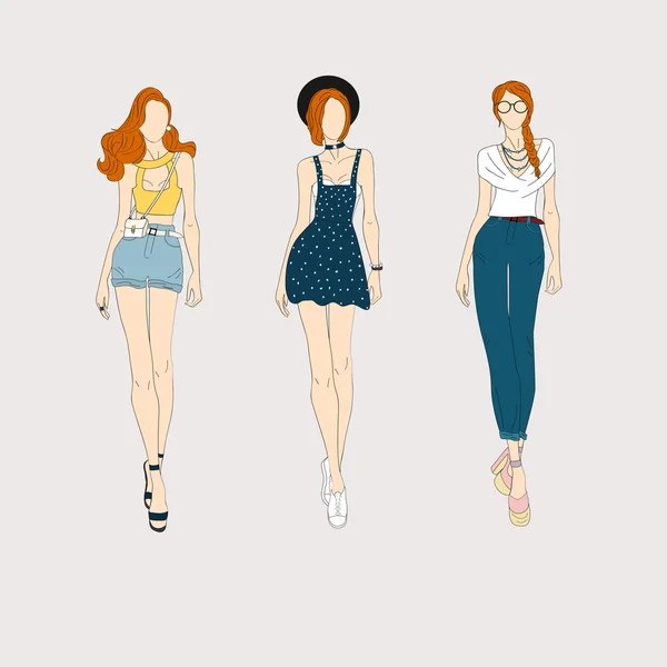 Moda modele feminine — Vector de stoc