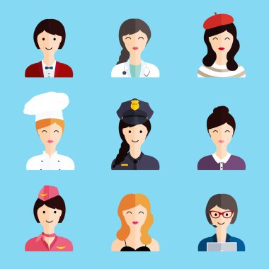 meslekler düz stil ikonları