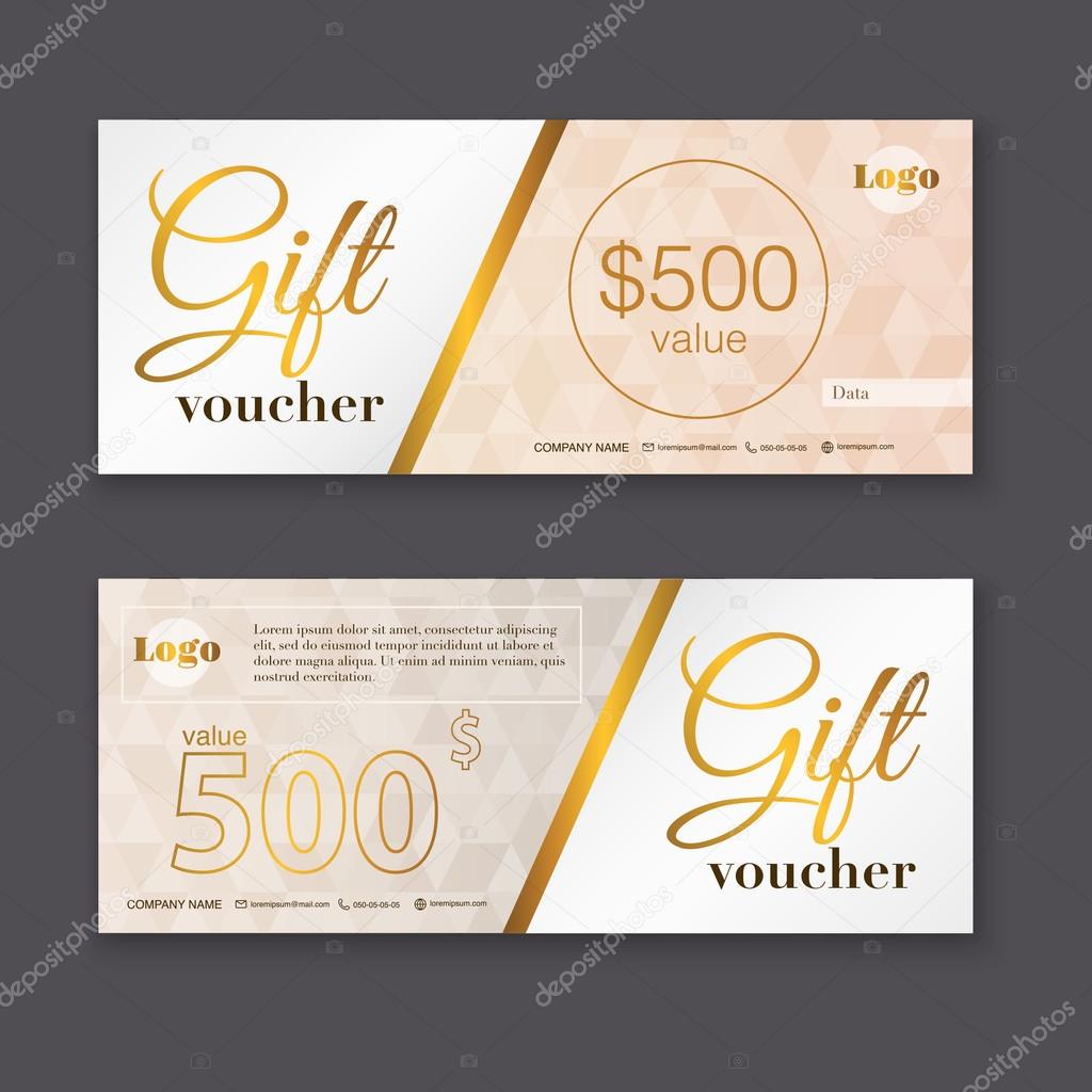 Gift voucher template with gold pattern