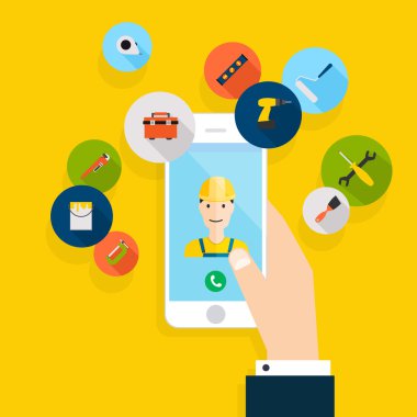 el bakım bina ile akıllı telefon tutarak