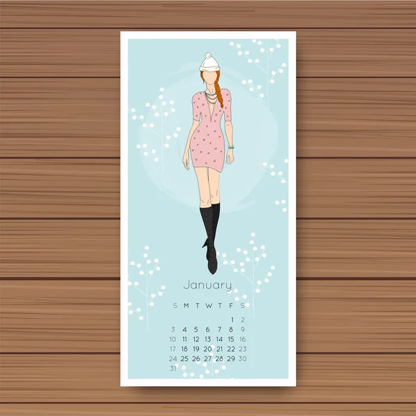 Calendario de moda 2016 año — Archivo Imágenes Vectoriales