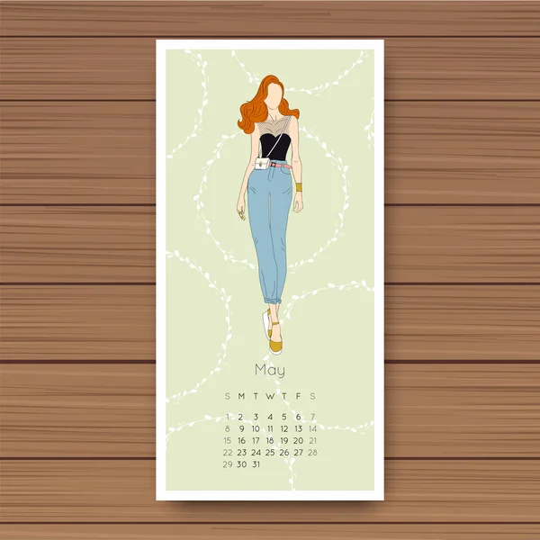 Calendario de moda 2016 año — Archivo Imágenes Vectoriales