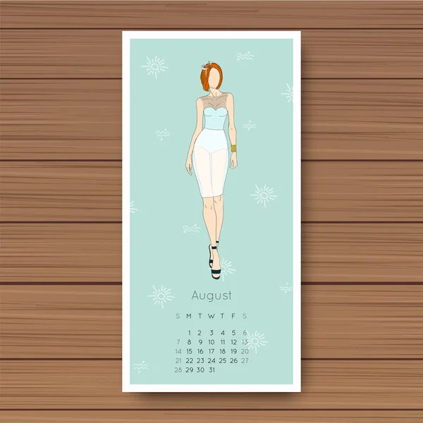 Календарь 2016 года моды — стоковый вектор