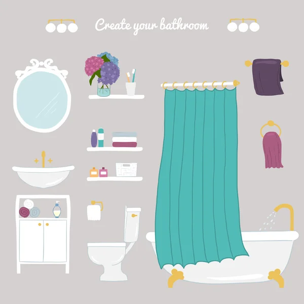 Iconos de baño e higiene personal — Vector de stock